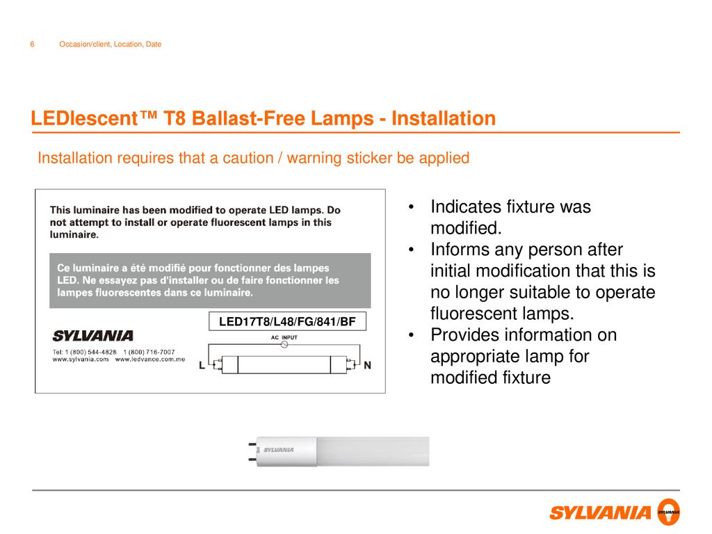 LEDlescentTM T8 Ballast Free Lamps ppt download